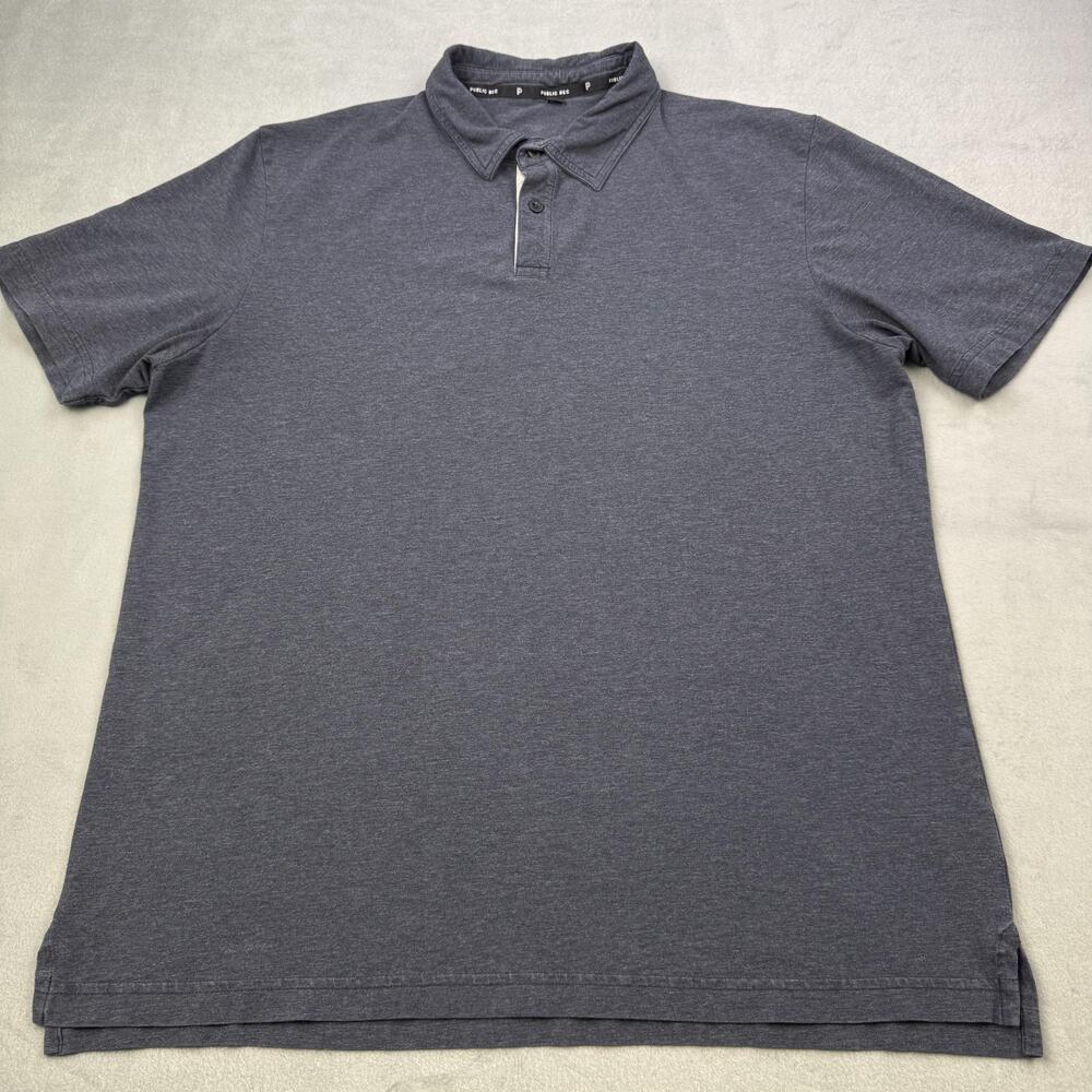 Public Rec Polo Shirt Mens XL Blue Pima Cotton Tencel Stretch Jersey Knit